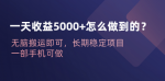 6000+收益攻略大揭秘！无脑搬运长期稳定项目，只需一部手机就能赚！
