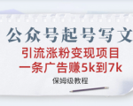 公众号涨粉变现实战项目课，一条广告赚7000+！价值10万的玩法教程！