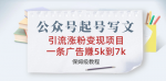 公众号涨粉变现实战项目课，一条广告赚7000+！价值10万的玩法教程！