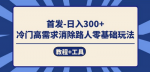 冷门高需求路人消失术教程工具，日入300+轻轻松松小白也可上手！