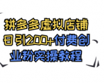 拼多多虚拟资源玩法与教程，日引200+付费创业粉实操干货！