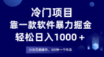 火爆赚钱新法！软件助你轻松挖财，日入1000＋，小白也能操作
