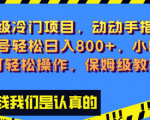 零基础也能做到！动动手指，轻松赚取800+单日收入！保姆级教程等你来挑战！