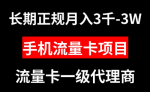 稳赚不赔！长期手机流量卡项目，月入3K-3W等你来挑战！