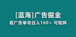 揭秘广告单号日入160+，稳定可靠的矩阵收益方法，让你收益妙不可言！