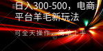 如何在电商平台轻松赚取日入300-500的羊毛？全天操作，简单易上手！