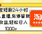 轻松赚钱！淘宝24小时无人直播，停留就有收益，日入1000+不是梦！