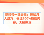 视频号一键去重轻松月入过万！绝对原创内容，告别无脑搬运！