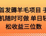 手机操作轻松赚钱，日赚三位数，薅羊毛项目来袭！